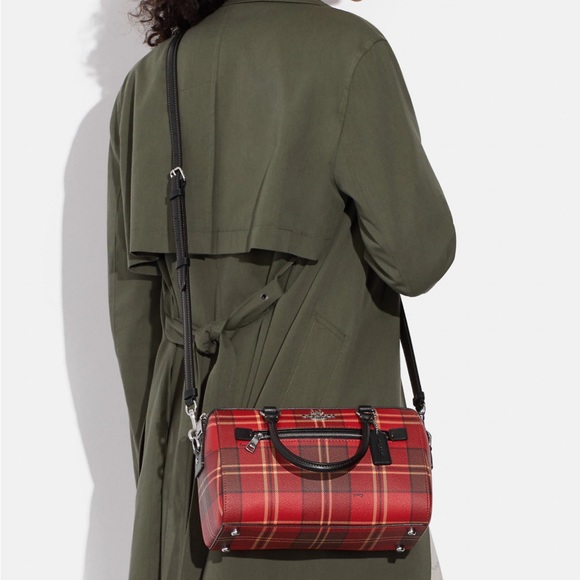 COACH Tartar Plaid Rowan Satchel Crossbody - Picture 10 of 12